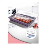 House Kitchen Dikdörtgen Kilitli Pasta Börek Borcam Taşıma Ve Saklama Kabı Çok Amaçlı Gıda Taşıyıcı 35cm