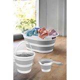 House Mini Katlanır Set 3lü Set - Çamaşır Sepeti 25 Lt - Kova 6 Lt - Maşrapa 1 Lt Gri-Beyaz Te