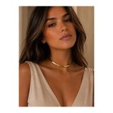 House Of Glix Shine Choker 14K Altın Renk Yumuşak Sert Olmayan Parlak Tasma Choker Kolye