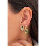 House Of Glix Stella Green 14k Altın Renk Yeşil Zirkon Taşlı Küpe Seti
