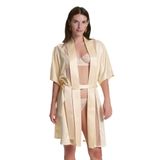 House of Silk Jasmine İpeksi Saten Tül Detaylı Sabahlık Kadın Sabahlık, Bej, STD