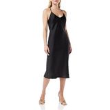 House of Silk Kadın İpeksi Saten Midi Boy Slip Elbise Siyah M