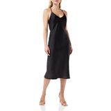 House of Silk Kadın İpeksi Saten Midi Boy Slip Elbise Siyah S
