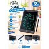 House Pratik HP93 10 İnç Dijital Yazı Tahtası LCD Çizim Tableti Mıknatıslı Ekran Silme Tuşlu