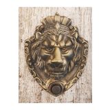 HOUSE2HOME El Yapımı Pirinç Aslan Kapı Zili Antik Sarı