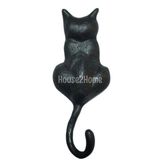 House2home Pirinç Kedi Kapı Tokmağı, Tak Tak, Oksit Siyah