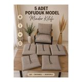 HouseART 5 Adet , Pofuduk Model , Minder Kılıfı ,Koruyucu Kılıf , Bahçe,Balkon ,Cafe Mobilyası ,Çay Seti, 3-1-1 Takıma Uygun , Keten Kumaş