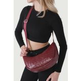 Housebags 256 Bordo Örgü Görünümlü Yarım Ay Askılı Kadın Çapraz Çanta