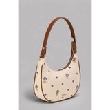 Housebags Blue Bloom Bag – Mavi Çiçekli Kanvas Yarım Ay Hobo Omuz Çantası