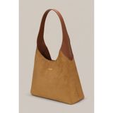 Housebags Hudson Omuz Çantası - Structured Siluet, Karamel Süet Taba