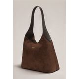 Housebags Hudson Omuz Çantası - Structured Siluet, Patina Süet Kahverengi