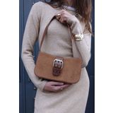 Housebags Kadın Süet Kahverengi Tokalı Vintage Görünüm Omuz Çantası 268
