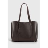 Housebags Kadın Üç Bölmeli Kahverengi Deri Görünümlü Shopper Çanta 269