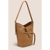 Housebags Luna Süet Camel Bucket Omuz Çantası - Ayarlanabilir Omuz Askılı, Gold Aksesuarlı