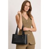 Housebags Siyah Retro Vintage Fermuarlı, Ayarlanabilir Omuz Askılı Çanta 287