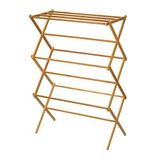 Household Essentials Bambu katlanır elbise kurutma rafı, lüks çamaşır rafı, 11 dübelli, çevre dostu, sağlam çerçeve, düz kurutma rafı