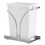 Household Essentials Glidez Krom Kaplama Çelik Çekme/Kaydırmalı Gizli Tekli 9 Galon Plastik Çöp Kovası Dolap Altı Kullanım için - Standart Boy Dolap, Krom ve Beyaz