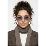Houseofeyeris ELVA RIMLESS Oval Güneş Gözlüğü – Mavi Camlı, UV400 Korumalı, Gold Metal Detaylı Kadın