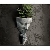HOUSETREDN Minimalist duvar dekoru Dekoratif Sukulent ve Çiçeklik, Modern Duvar Dekoru, Antrasit/Beyaz (Opsiyonel Renk), Askılı Estetik Saksı Woman wall flower pot 2 (siyah)