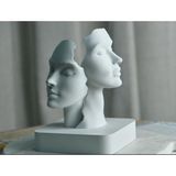 Housetrend Duality Çift Yüz Heykeli – Minimalist Modern Sanat Objesi – 3D Yazıcı Tasarımı Estetik Büst Biblo, Ev ve Ofis İçin Sanatsal Masaüstü Aksesuarı (Mat Beyaz)