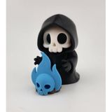 Housetrend Kurukafa Figürler 2’li Dekoratif Set Masa Üstü Dekor Ev Dekoru Hediye Kawaii Grim Reaper with Magic Flame Spooky 3D