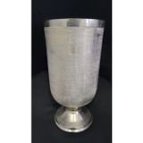 Howard Elliott Gümüş Metal Kadeh Vazo, Zırh İşlemeli, Yuvarlak Ayaklı, Hint Tarzı, 27 cm