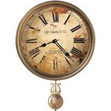 Howard Miller Donnelly Duvar Saati II 549-665 - 35 cm Antik Pirinç Sarkaç, Otomatik Gün Işığından Yararlanma Saati ve Kuvars Hareketli