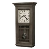 Howard Miller Sanborn duvar saati II 549-517 – Aged Boyne Falls Finish, doğal geri kazanılmış ahşap tasarım, vintage ev dekoru, kuvars tek zil hareketi, otomatik gece zili kapatma