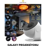 Howear 4K Hd Galaxy Projeksiyon 12 Farklı Tema Döngü Seçenekli Işık Projeksiyonu Planetarium Projektör - Beyaz