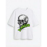 Hoxie Erkek Oversize Düz Renk Kuru Kafa Dijital Baskılı Bisiklet Yaka Basic Tişört - Beyaz - 4XL