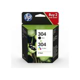 HP 304 3Jb05Ae Siyah 3 Renkli Orijinal Mürekkep Kartuşu 2'li Paket
