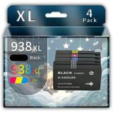 Hp 938Xl-4S6y2pe+4S6x9pe+4S6y0pe+4S6y1pe Muadil Siyah+Mavi+Kırmızı-Sarı Kartuşu
