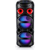 HP-987 10W Tws Bluetooth Party Hoparlör – LED Aydınlatmalı 1 Adet Kablolu El Mikrofonu Dahil Karaoke Destekli Taşınabilir Ses Sistemi - Antrasit