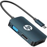 Hp DHC-CT200 USB C To HDMI+VGA+DP Dönüştürücü Adaptör Alüminyum Kasa ile Dayanıklı Tasarım