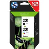 HP N9J72AE 301 Siyah Orijinal Renkli 2'li Kartuş Set