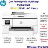 Hp Officejet Pro Wi-Fi + Tarayıcı + Fotokopi + Faks Renkli Çok Fonksiyonlu Mürekkep Püskürtmeli Yazıcı Kopyası + 1 Paket A3 Yazıcı Kağıdı Hediye - Beyaz