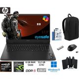 Hp omen 17-DB1015NT Ryzen Ai 7-350 8gb 512GB RTX5060 8gb 17.3 144hz W11 Pro C2EZ5EA Duddi Çanta+Mouse+Mousepad+Usbbellek+Temizlikkit - 512 GB - 8 GB