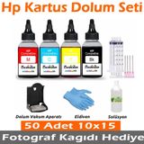 Hp Tüm Model Yazıcılar için Kartuş Dolum Seti (Fotoğraf Kağıdı Hediyeli)