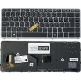 Hp Uyumlu Elitebook 840 G1 (F1p35ea), 840 G1 (F1p44es) Işıklı Klavye Gümüş Çerçeveli Tr