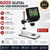 HpyTech 600X Dijital 4.3 Inç LCD Ekranlı Hd USB Mikroskop | Elektronik, Takı ve Eğitim Için - Çok Renkli