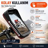 Hpytech Bisiklet Motosiklet Telefon Tutucu Çanta – Dokunmatik Ekranlı, Su Geçirmez, Gidon Uyumlu Telefon Kılıfı - Siyah