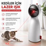 Hpytech Otomatik Lazer Kedi Oyuncağı 360° Döner Lazer Işıklı Kedi Oyuncağı 5 Hareket Seviyesi USB & 4 Aa Pil Destekli Manuel Modlu Interaktif Kedi Oyuncağı - Beyaz