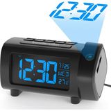 Hpytech Projeksiyonlu Dijital Çalar Saat⏰fm Radyo📻usb Şarj🔌sıcaklık Göstergeli🌡️4 Kademe Parlaklık - Siyah