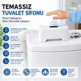 🚽hpytech Temassız Otomatik Tuvalet Sifonu Şarjlı | Hareket Sensörlü | USB Şarjlı | Ipx5 Su Geçirmez | Üstten Basmalı Rezervuar Uyumlu - Beyaz