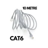 HQ SPEED Cat6 Ethernet Kablosu 10 Metre - 1000 Mbps Gigabit Hızlı İnternet Modem PC Smart TV Patch Kablo Gri