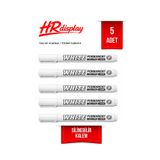 HR Display PVC Yaz-Sil Etiket Kalemi – 5 Adet Beyaz Marker | Silinebilir Etiket Yazı Kalemi
