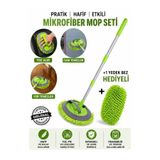 HR PAK ( +1 YEDEK BEZ HEDİYELİ ) Yeşil Renk Çok Fonksiyonlu Mikrofiber Araba Yıkama Fırçası Teleskopik Uzun Saplı