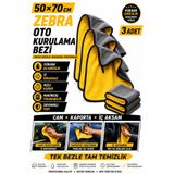 HR PAK 50x70 Cm 3 Adet Çift Taraflı Zebra Mikrofiber Araç İç Dış Yıkama Temizleme Toz Alma Kurulama Cam Bezi Araba Havlusu Oto Bezi