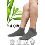 Hrnzafer Tekstil 14’lü Erkek Bambu Patik Çorap - 40 - 44 - Gri