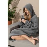 Hrnzafer Tekstil Unisex Wellsoft Kapüşonlu Giyilebilir Tv Battaniyesi – Yumuşak, Sıcak ve Konforlu - 80 x 130 cm - Gri